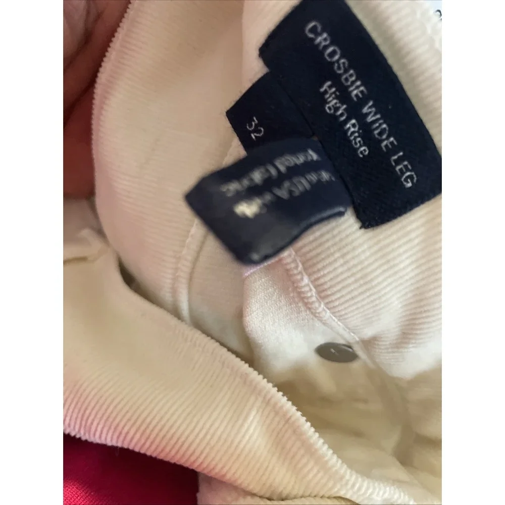 Veronica Beard Crosbie Wide Leg Corduroy Pants High Rise Sz 32 Cream Ecru